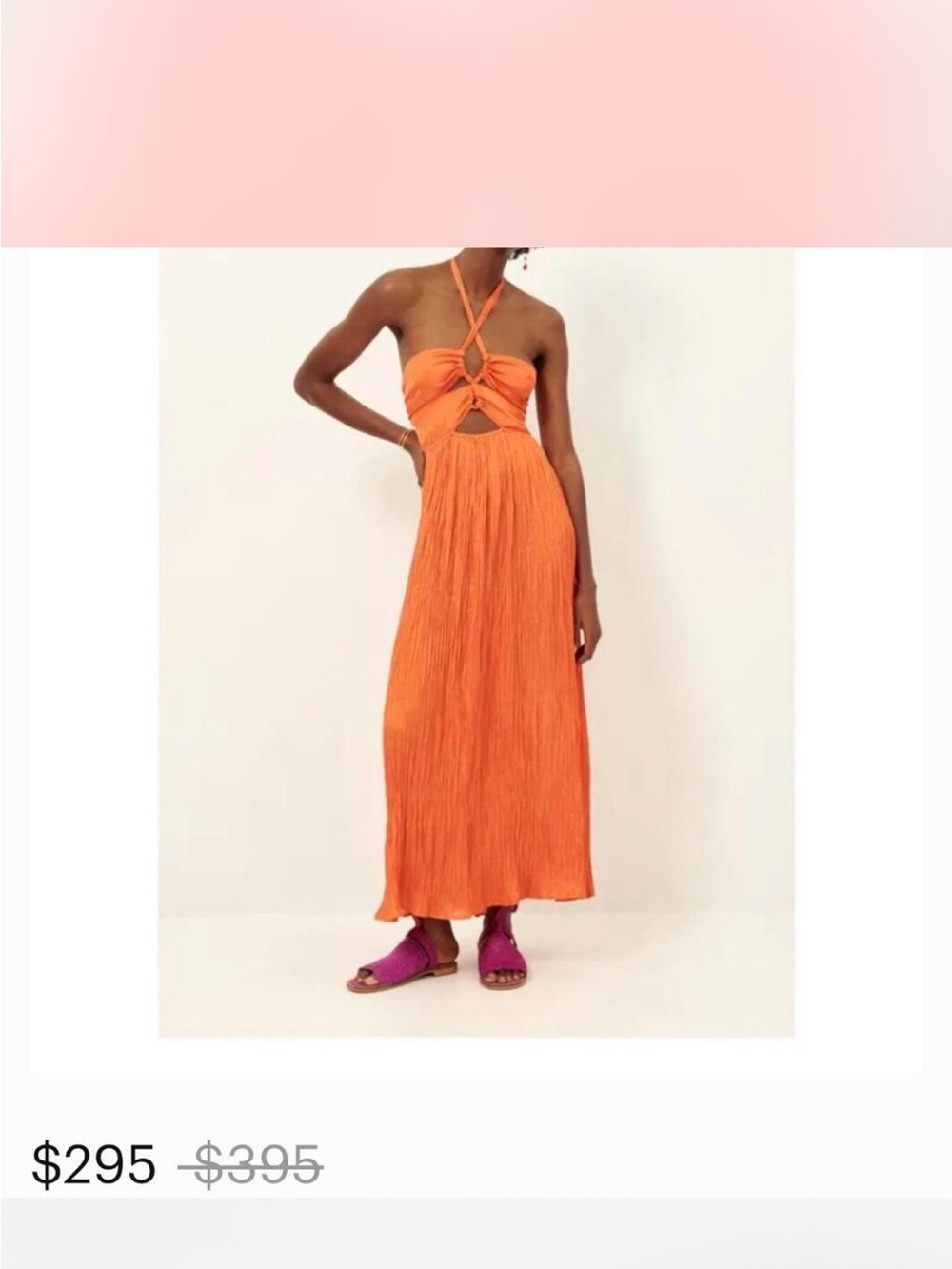 Twist Front Orange Halter Maxi Dress